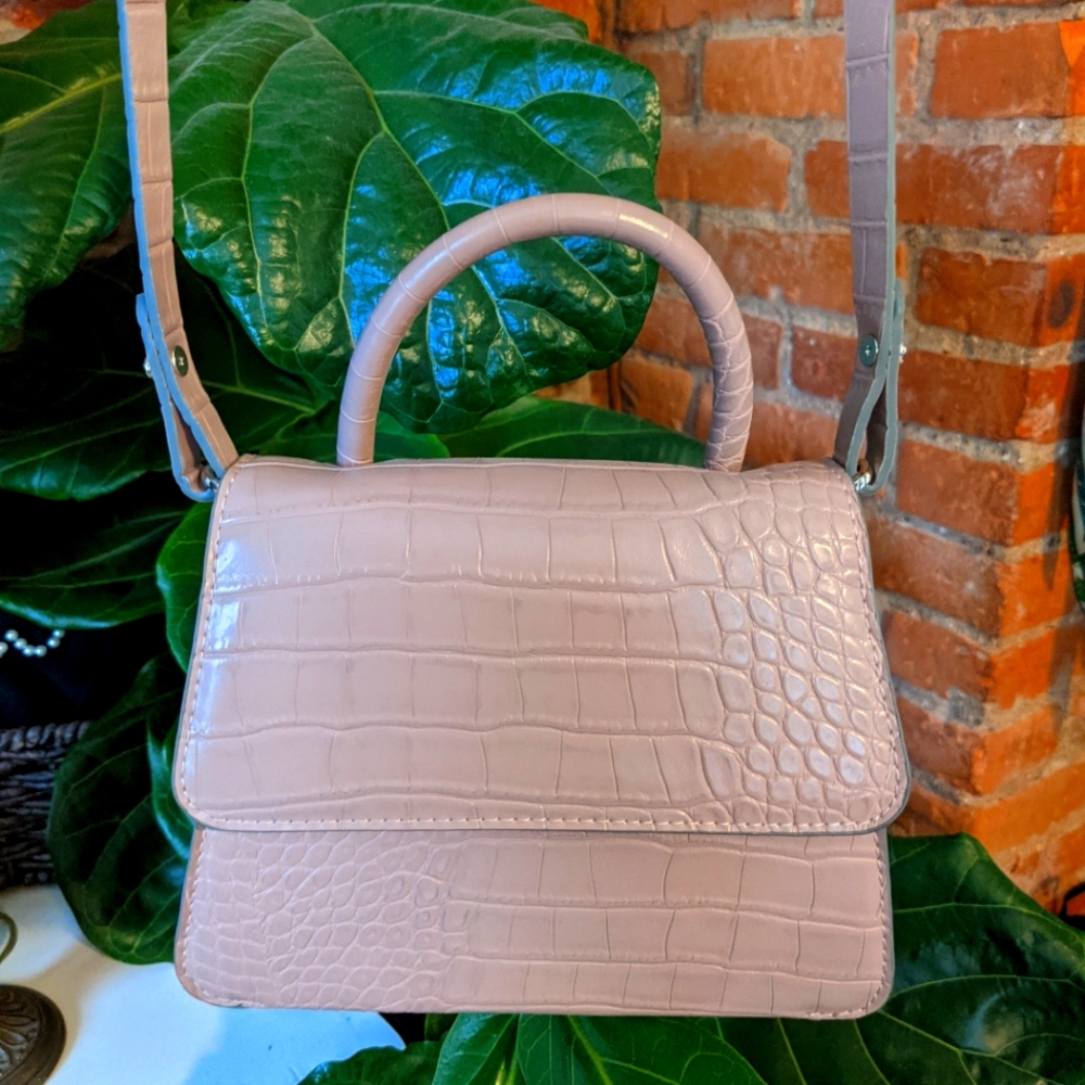 A New Day Mauve Mini Faux Snake Skin Handbag